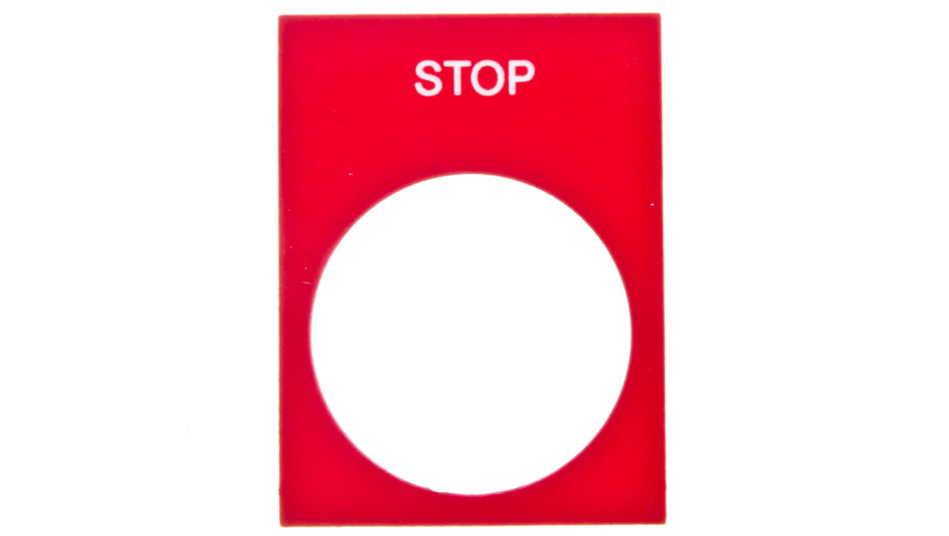 Red rectangular descriptive plate 30x40mm STOP ZB2BY2304 /T2UK