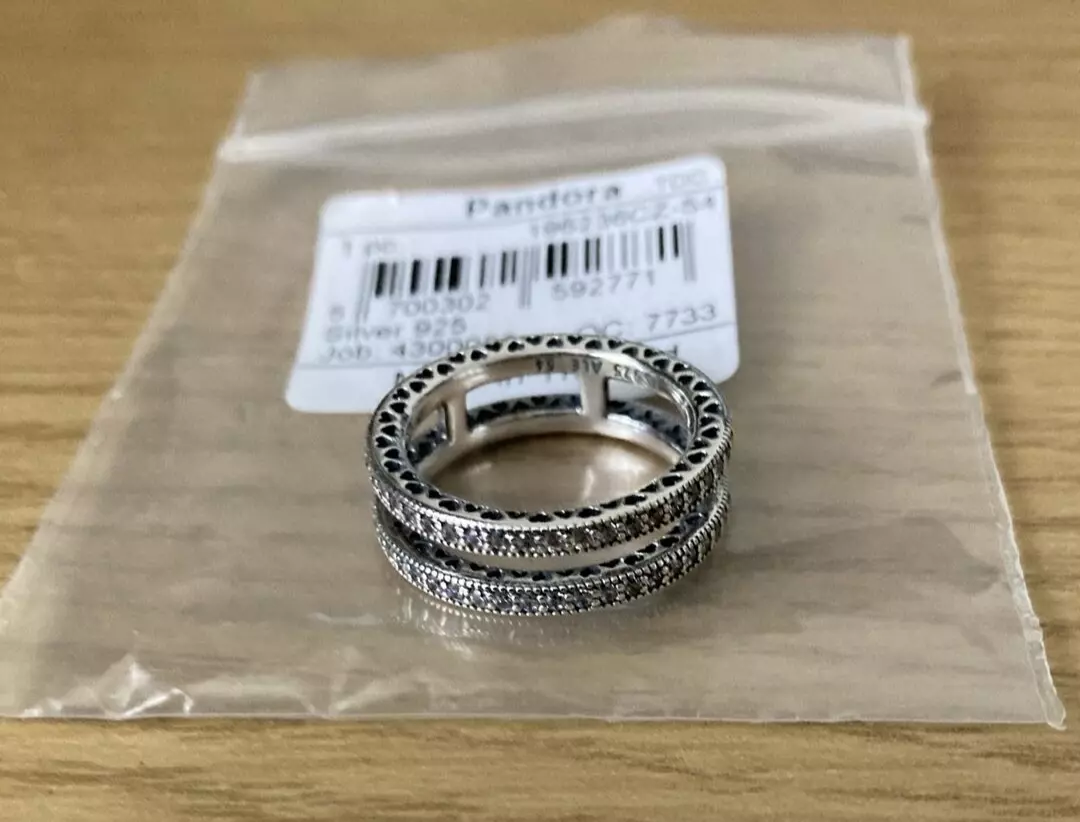 Pandora Double Sparkle and Hearts Ring 196236CZ 54