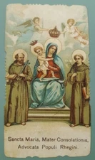 antique Santino chrome MADONNA DELLA CONSOLAZIONE Calabria HolyCard Patroness Reggio