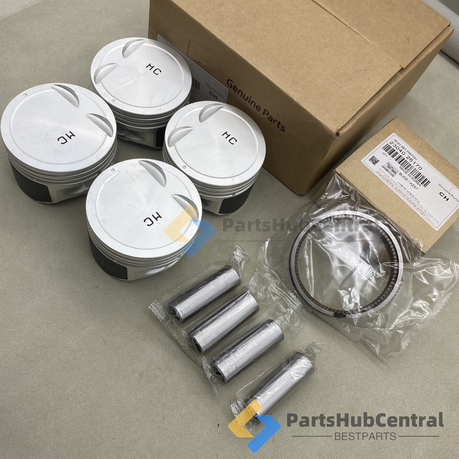 Genuine Engine Piston Set w/ Rings Fits 0611 Hyundai Accent Kia Rio 2341026501 eBay