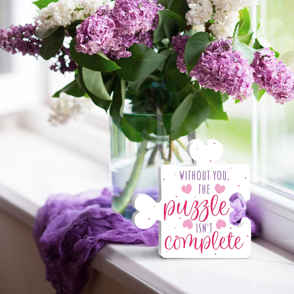 Letrero rompecabezas PVC decoración día de San Valentín, sin ti el rompecabezas no está completo Foto 3 de 4