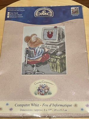 DMC K4035 Gezähltes Kreuzstich-Set, Computer-Whiz, 20 x 25,5 cm, 14 Stück, neues Kit