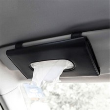 Car Tissue Box Holder For Sun Visor, Car Leather Tissue box Black/Khaki 