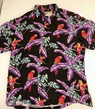 Paradise Found Magnum PI Parrot Hawaiian Shirt Black Men’s 2XL Vintage