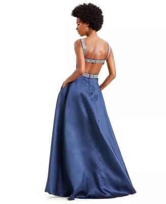 navy blue formal dresses for juniors Classic A-line Navy Blue Prom Dress With Split,Simple Evening Dress Fo –  Simplepromdress