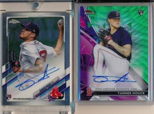 TANNER HOUCK 2pc 2021 Topps Chrome & Finest Green Refractor /99 AUTOs