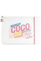 CHANEL WHITE 2017 O-CASE LARGE CANVAS CLUTCH