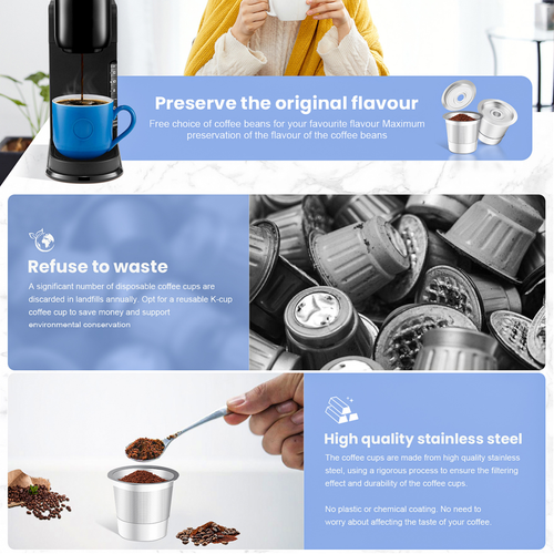 2 Stück Wiederverwendbare K Tassen Kaffeepads für Keurig 1.0, Edelstahl Kaffeefilter - Bild 4 von 8