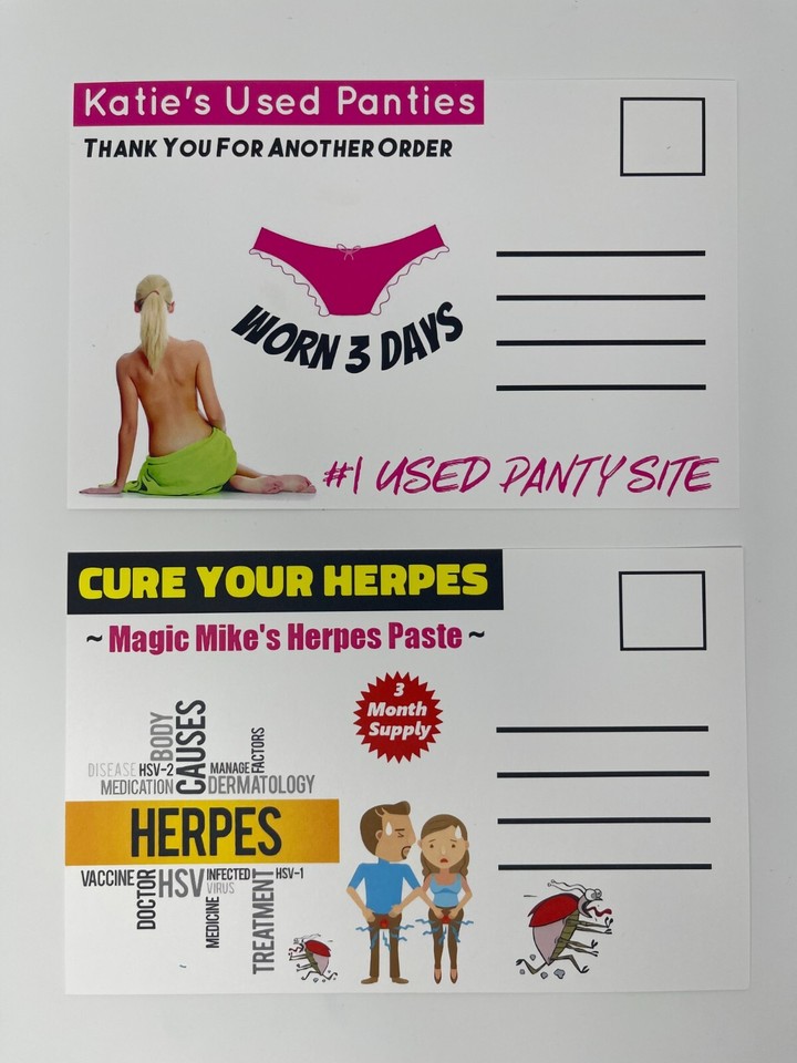 Prank Mail Postcards Funny Joke Revenge Gag Gift Herpes Practical Jokes