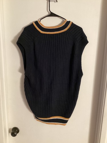 MEN "MNG" navy/gold sleeveless, V-neck pullover vest. Size Large. P.O. - Picture 2 of 2
