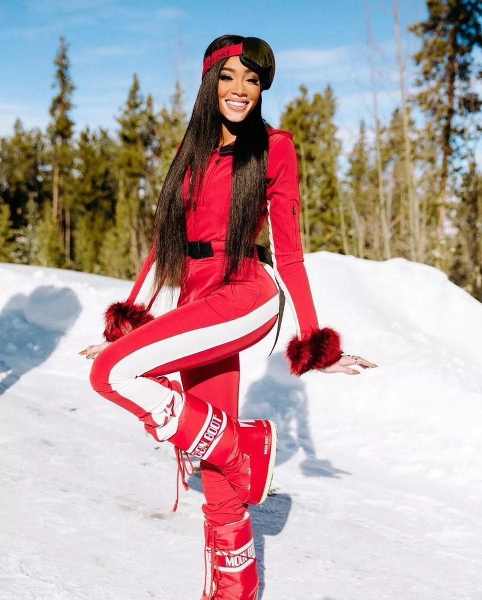 Women’s Perfect Moment GT Ski Suit Red snow suit jumpsuit Belted B Large L