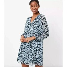 NWT LOFT Leopard Print V-Neck Long Sleeve Swing Dress S
