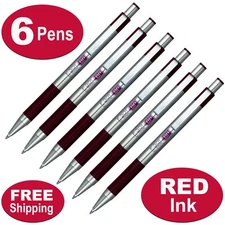 Zebra F-301 0.7mm Fine 27130 Red Ink Retractable Ballpoint Pen, Pack of 6 Pens