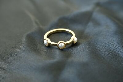 GOLD TONE FAUX PEARL 6 RING WOMENS NEW