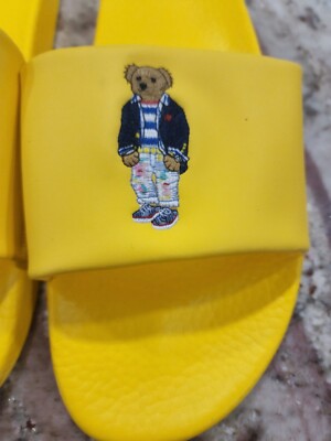 Polo Ralph Lauren Big Polo Bear Yellow Slides/ Sandals Mens  display picture 1