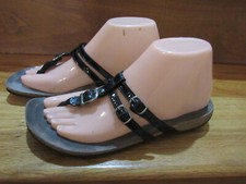  170 MEPHISTO CORK SANDALS Shoes France Straps Black Patent Leather SZ 38 8 M