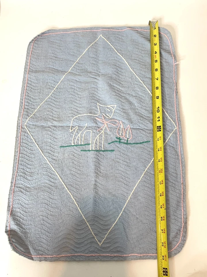 Cobertor de colcha vintage anos 50 chenille bebê cordeiro estado excelente 23x15 - Imagem 4 de 4