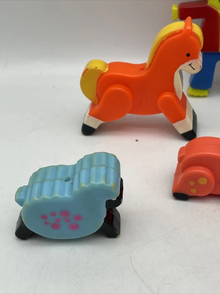Juguete de repuesto de cuna móvil Fisher Price vintage para bebé animales de granja años 70 Foto 4 de 4