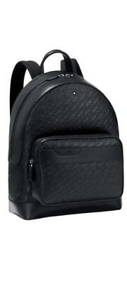 Montblanc Monogram 4810 Men Black Leather Embossed Logo Backpack #128618