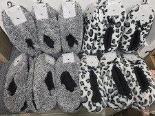 12 X West Loop Women's Gray Fuzzy Slipper Socks size 7-8 - total 12 sock pair