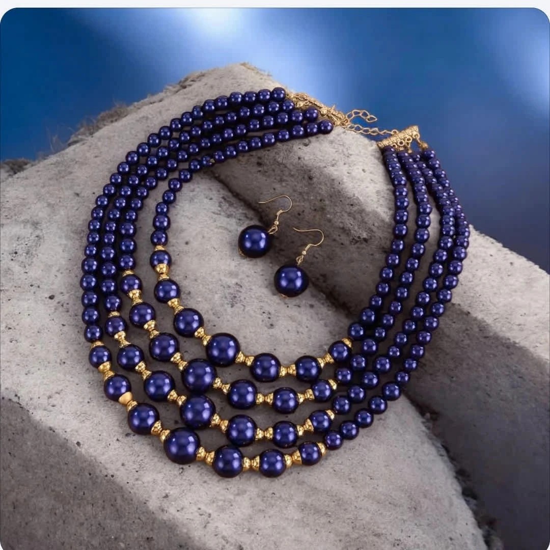 Parure de bijoux violet doré de haute qualité avec cristaux facettés - 2