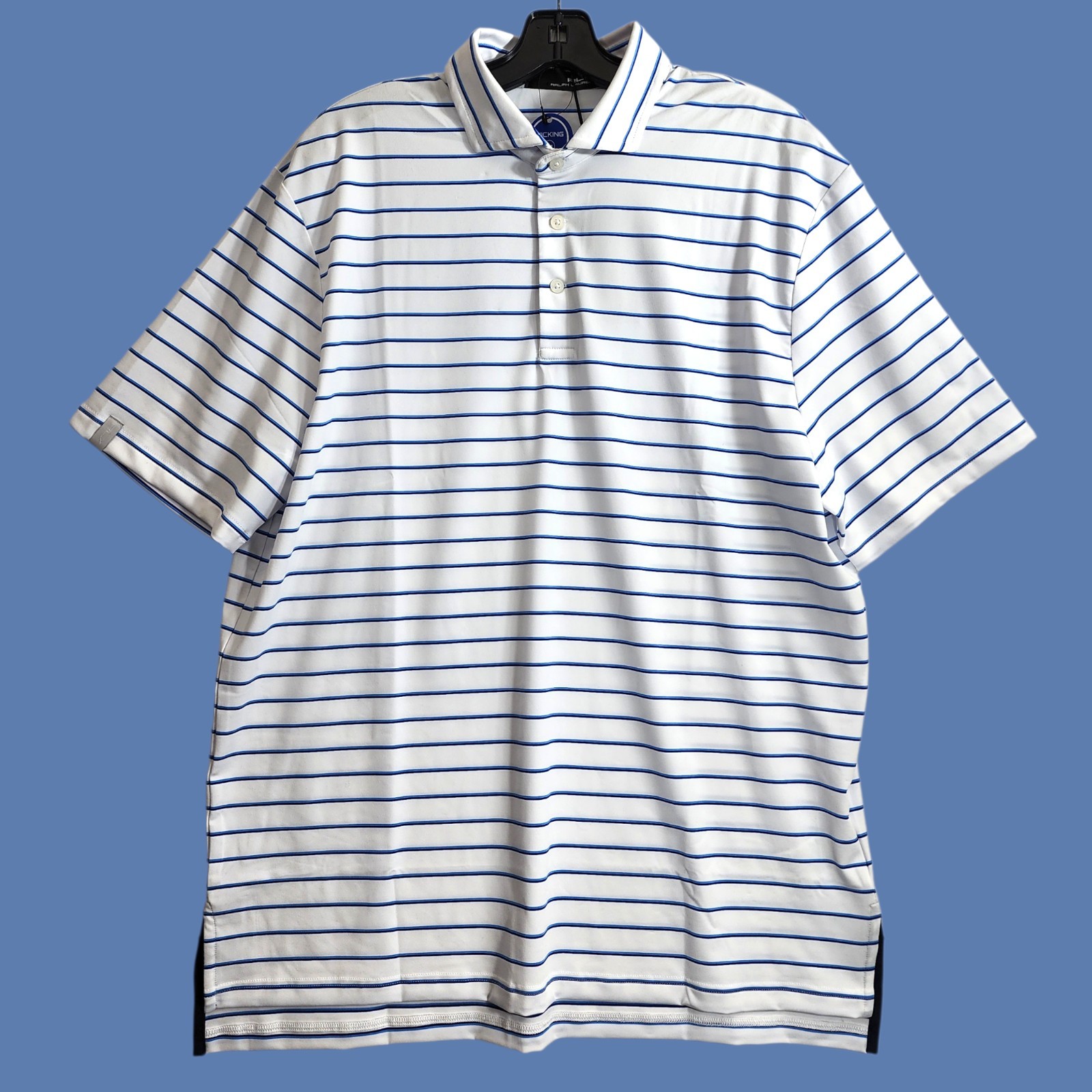 RLX RALPH LAUREN Polo Shirt Mens XL Blue White Ombre WICKING Golf Athleisure