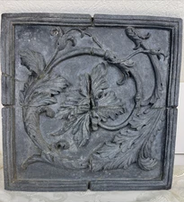 Wall Plaque Pediment Large 19" SQ French Cottage Décor Baroque Style Black