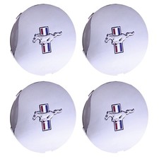 Chrome Wheel Center Cap Set W Tri-bar Pony Emblem Mustang 91-93