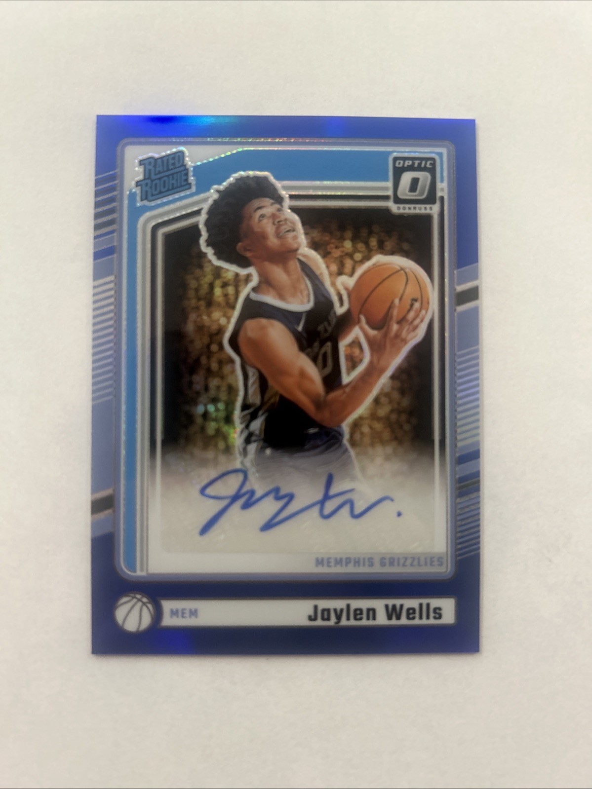 Jaylen Wells Panini Donruss Optic 2024 Rated Rookie Blue Prizm Auto 17/49 RC