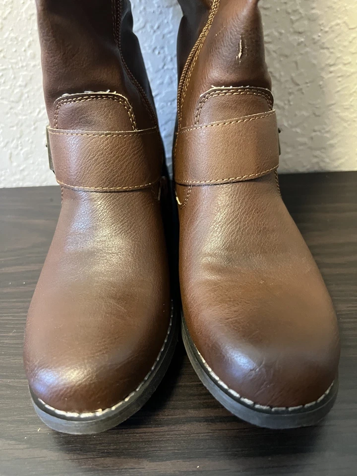 Botas de montar altas Cathy Jean de colección marrón imitación cuero usadas talla 5 caja original Foto 3 de 4