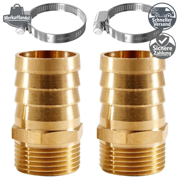 Messing SchlauchtüLle 1 Zoll AG X 32Mm 2 StüCk Schlauchverschraubung-image