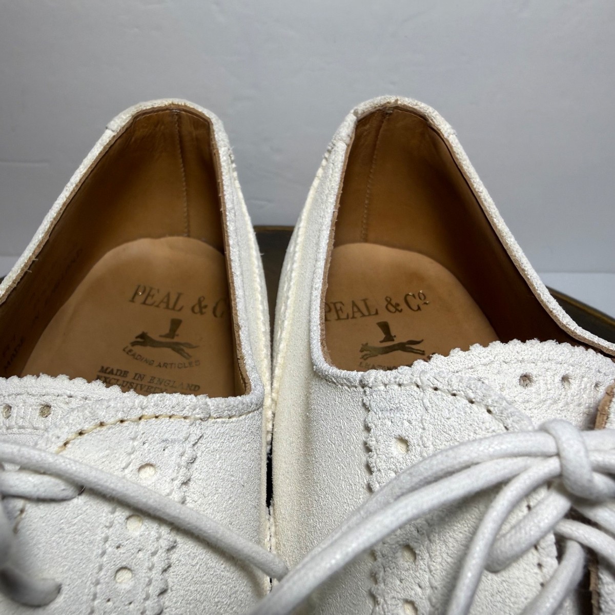 Peal & Co Brooks Brothers Shoes Mens Size 9.5 Suede Wingtip Made in England Peal & Co Brooks Brothers Shoes Mens Sz 8.5 D White Suede  main image 2