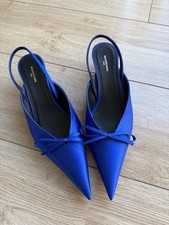 Balenciaga Knife Slingback Mule Sz 37.5 Blue