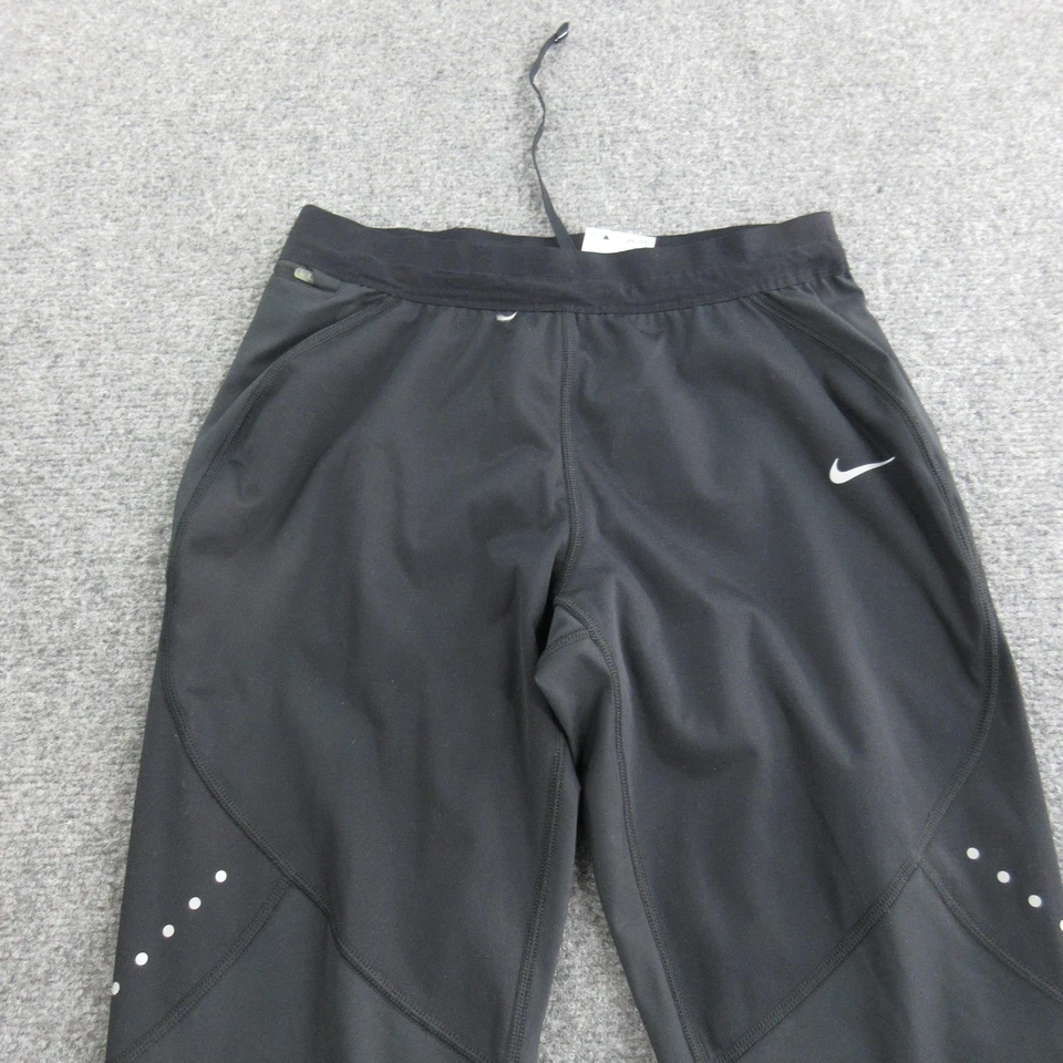 Nike Dri-FIT Running Pants Mens Small Black Zip Ankle Reflective 693183-010 - Image 2 of 4