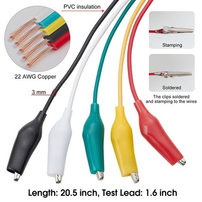 20 Pcs Electrical Jumper Cables Test Leads with Alligator Clips for Circuit new