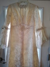 Vintage Hand Made Lace /Silk Asian Fabric Wedding Dress Maxi M