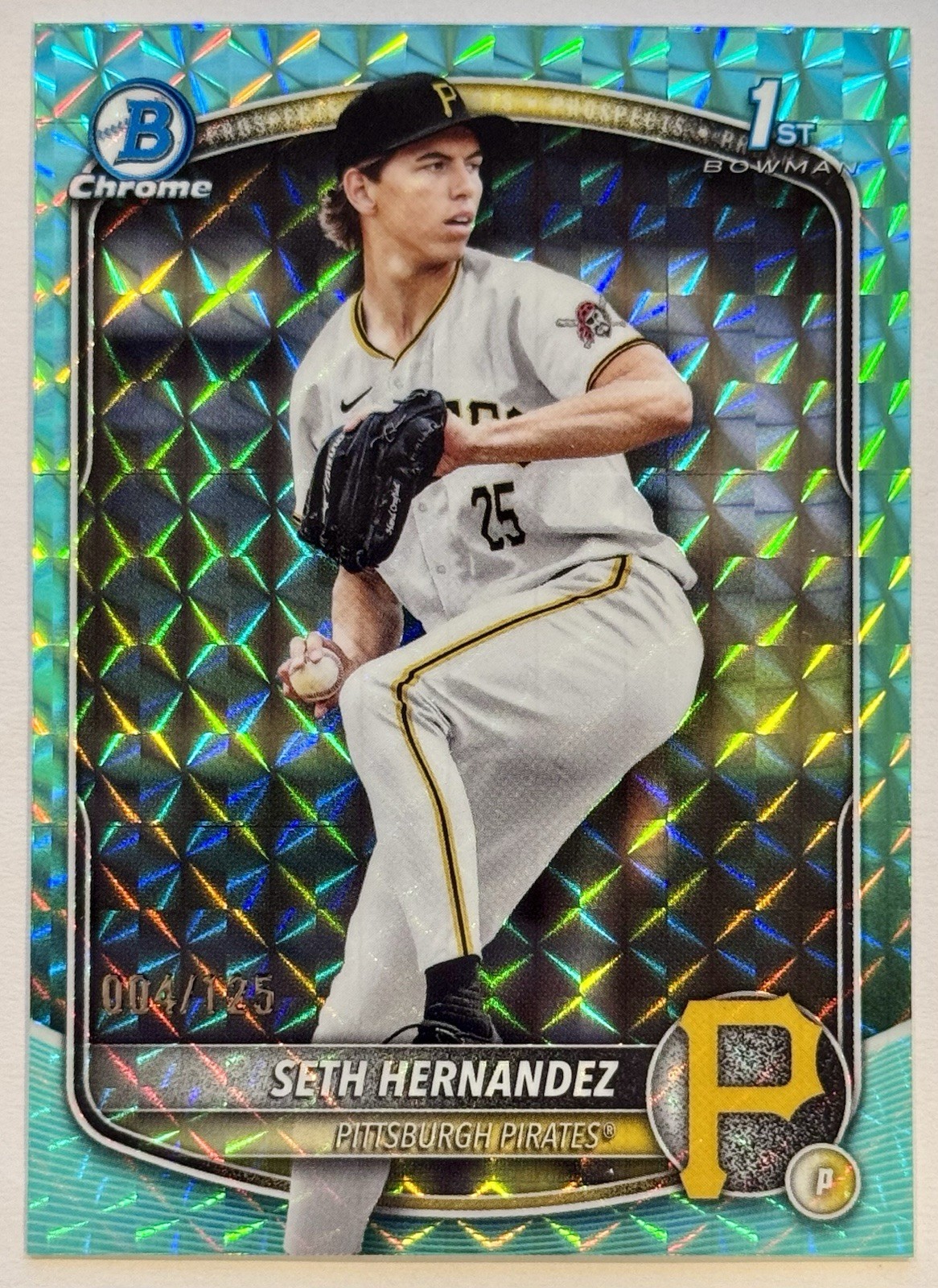 2025 Bowman Draft Chrome Seth Hernandez 1st Aqua Geometric Refractor #04/125