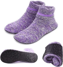 Women Non Slip Fuzzy Slipper Socks Warm Cozy with Rubber Sole Grip Bottom X-Larg