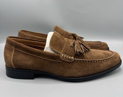 Steve Madden Men's Galileo Tassel Suede Dress Loafer, Tobacco, Size 9/9.5
