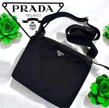 PRADA black nylon shoulder bag sacoche shoulder carry tessuto