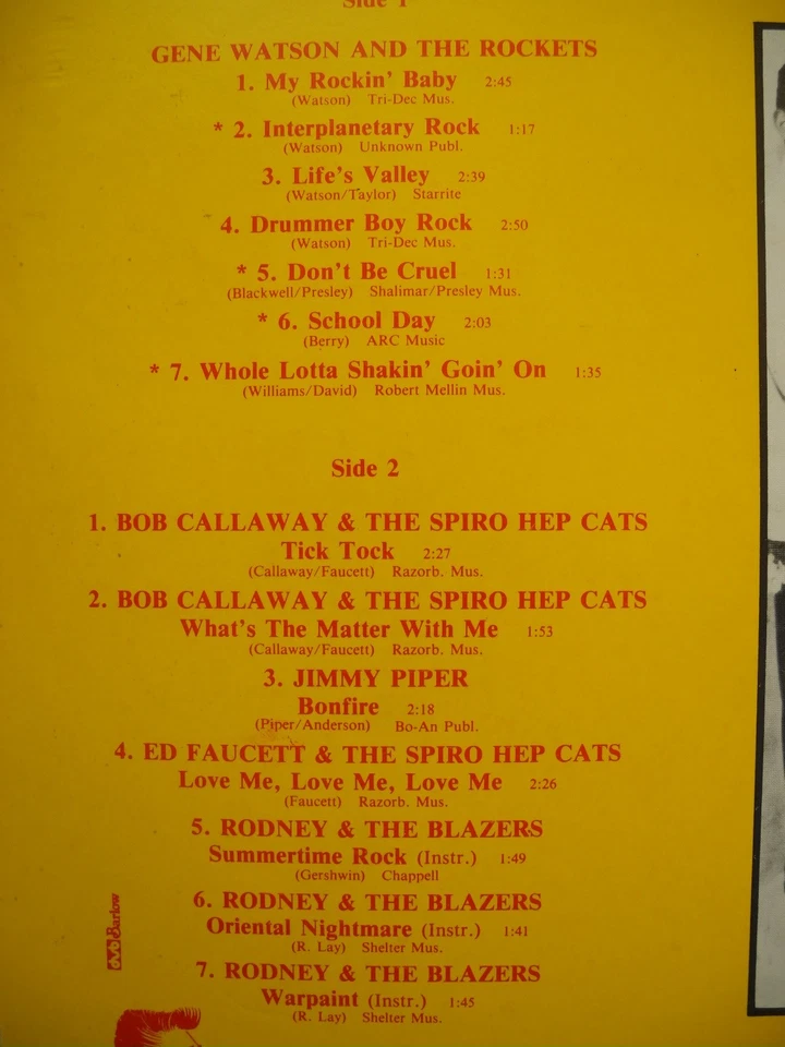 Wild Rockin' LP 1981 Holland EX/EX+ GENE WATSON & ROCKETS/BOB CALLAWAY/ED FAUCET - Image 3 of 3