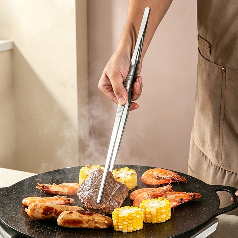 35.5 cm Barbecue Tongs Made of Stainless Steel for Grilling and Serving ...
