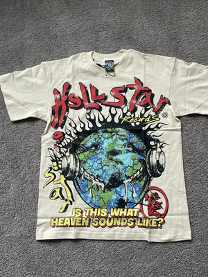 Hellstar Men s S White ''Is This What Heaven Sounds Like?'' Graphic Tee