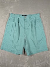 Vintage Polo Ralph Lauren Tyler Shorts Mens 33 Aqua Green Pleated Chino