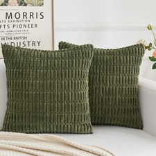 Corduroy Decorative Throw Pillow Covers, Boho Stripe Soft Square Cushion Case...