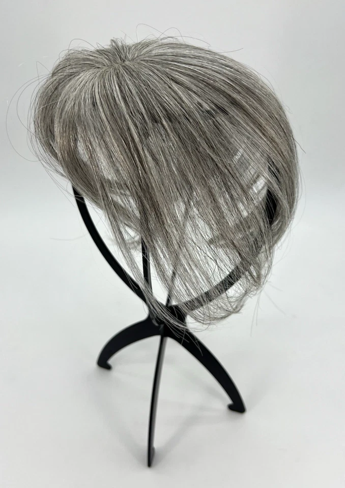 Clip de cabello gris claro 100 % real 10 pulgadas Wispy Bangs Foto 4 de 4