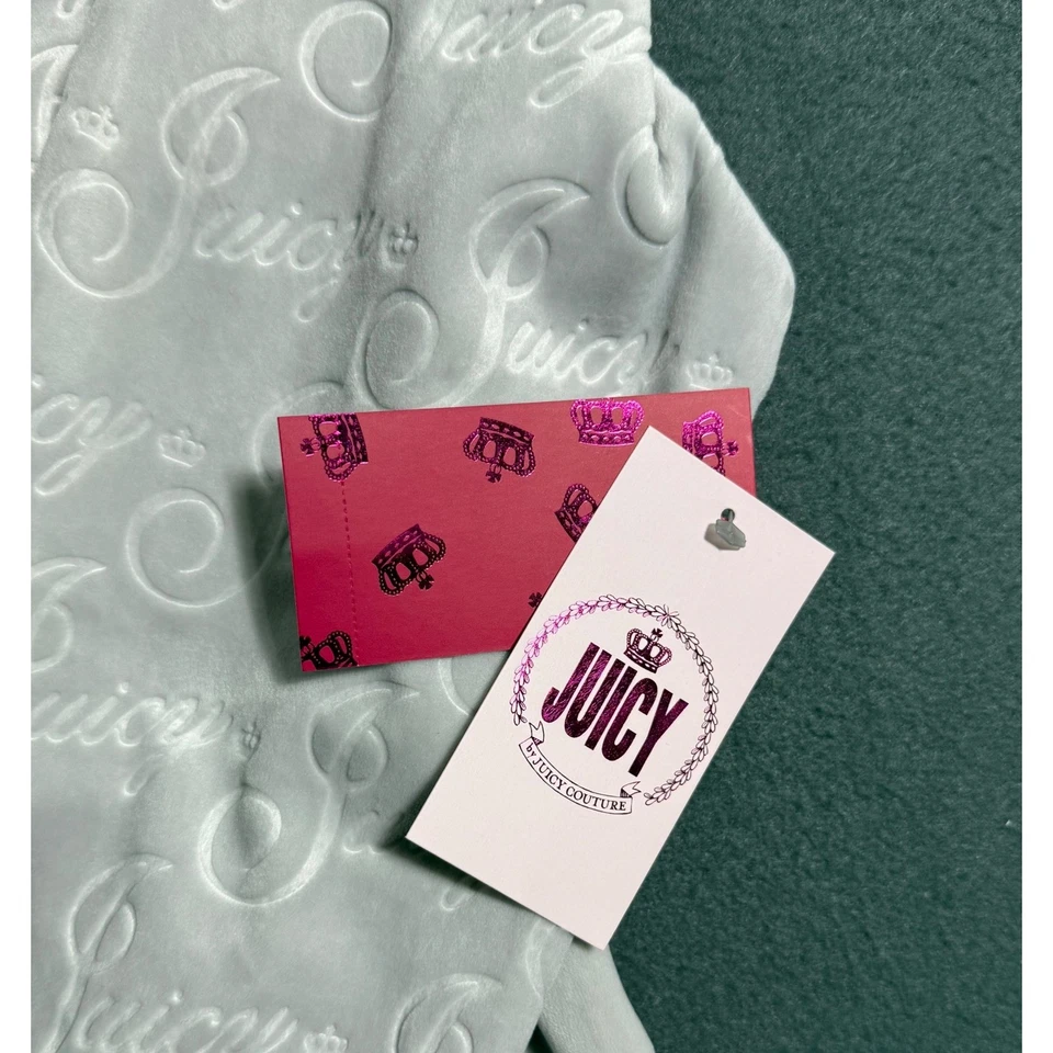 Sudadera con Capucha Juicy Couture Terciopelo Cremallera Gris Diamante Logo Hielo Corona Talla L Nueva Foto 3 de 4