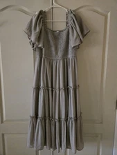 Ivy City Co Ellie Whimsical Ruffle Maxi Dress XL Sage Romantic Feminine