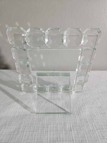 Mikasa Style Crystal Topaz Cut Glass Picture Frame 5x5 For 3x3 Photo - Picture 3 of 3