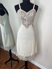 Lorraine Vintage60s Lace Slip Dress Ivory Nude